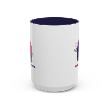 Accent Coffee Mug - Super kiddo flying on hunted house - [[{"value":"Wonderwear Kid"}]]