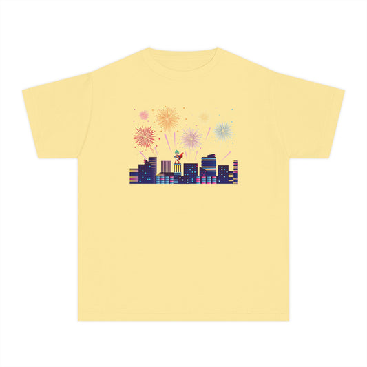 Youth Midweight Tee -  Super kiddo with fireworks