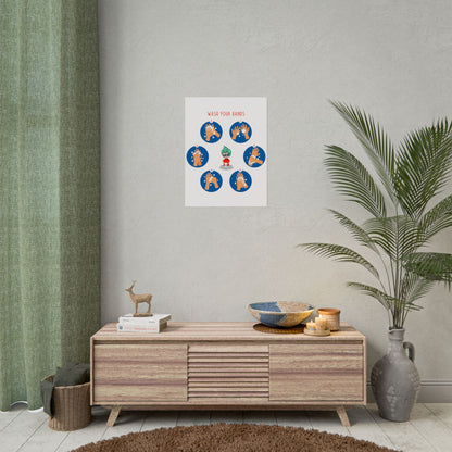Rolled Posters - Super kiddo teaching how to wash hands - [[{"value":"Wonderwear Kid"}]]