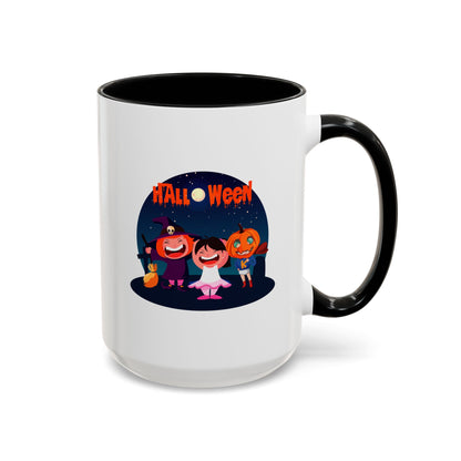 Accent Coffee Mug - Super kiddo wearing pumpkin - [[{"value":"Wonderwear Kid"}]]