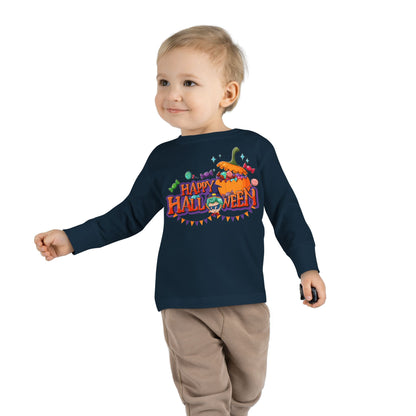 Toddler Long Sleeve Tee - Happy halloween banner Printify