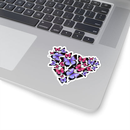 Kiss-Cut Vinyl Decals - Heart shape monarch butterfly Printify