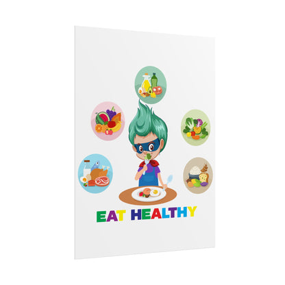 Rolled Posters - Supper kiddo showing healthy food to eat - [[{"value":"Wonderwear Kid"}]]