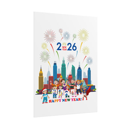 Rolled Posters - Happy new year with fireworks - [[{"value":"Wonderwear Kid"}]]