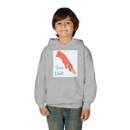 Youth Heavy Blend Hooded Sweatshirt -  Child and dad holding hands Printify