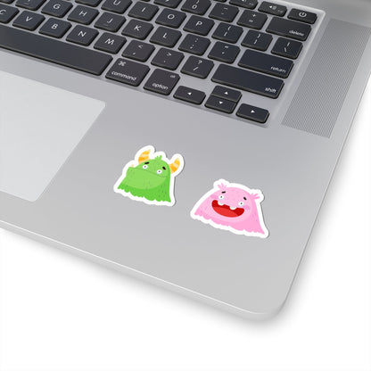 Kiss-Cut Vinyl Decals - Green and pink monsters Printify