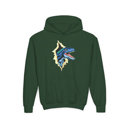 Youth Heavy Blend Hooded Sweatshirt -  Utah raptor dinosaur Printify