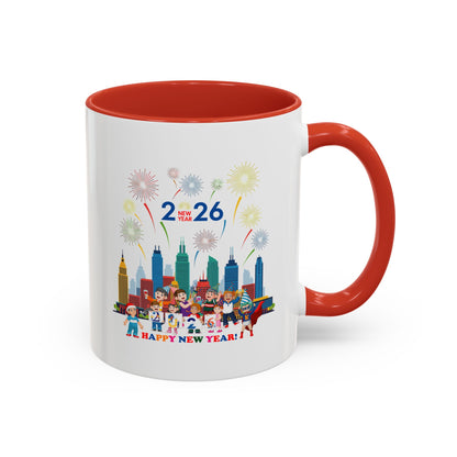 Accent Coffee Mug - Happy new year with fireworks - [[{"value":"Wonderwear Kid"}]]