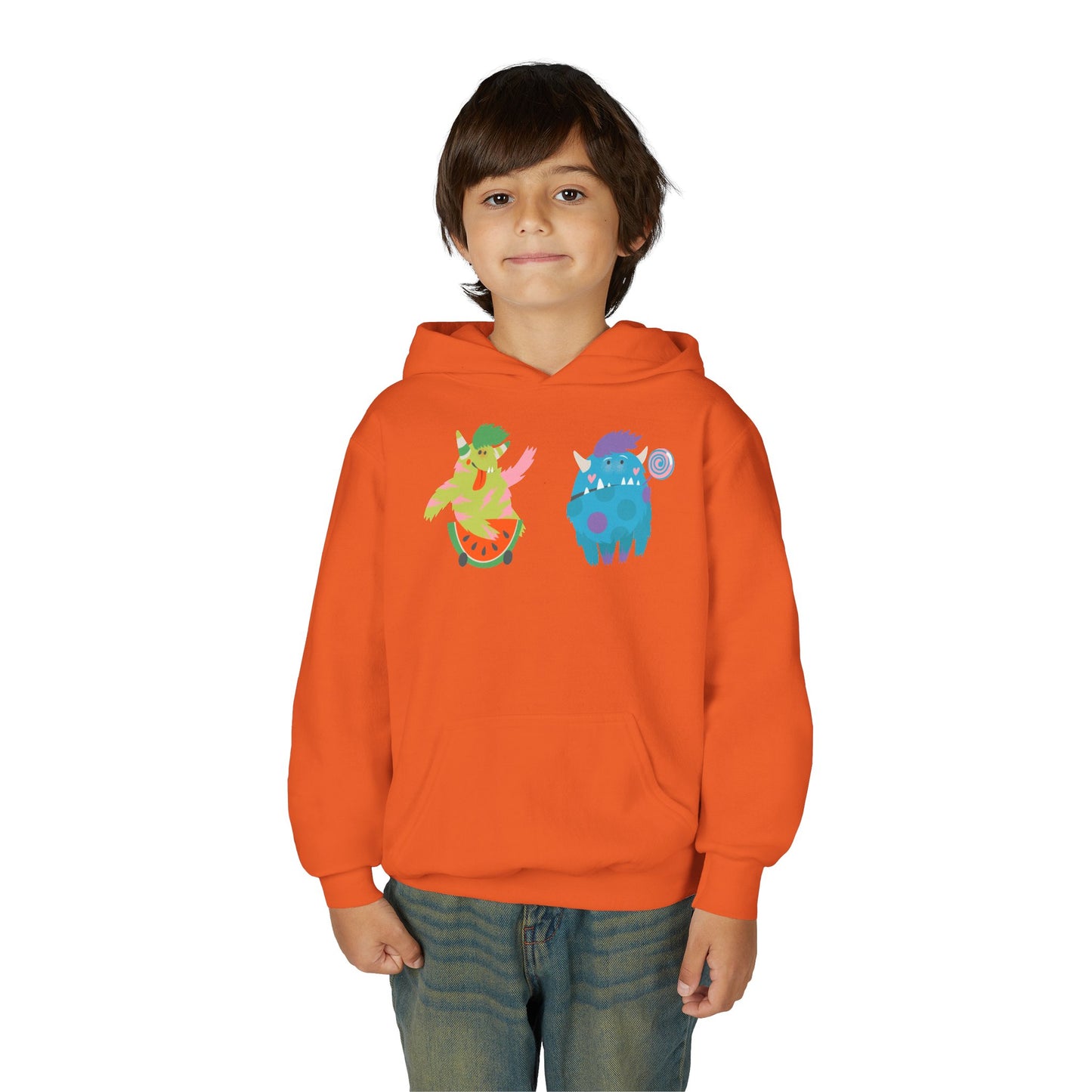 Youth Heavy Blend Hooded Sweatshirt - Funny Toothy monsters