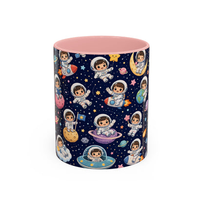 Accent Coffee Mug  (11/15 oz) - Kawaii Astronauts in a Starry Space Adventure