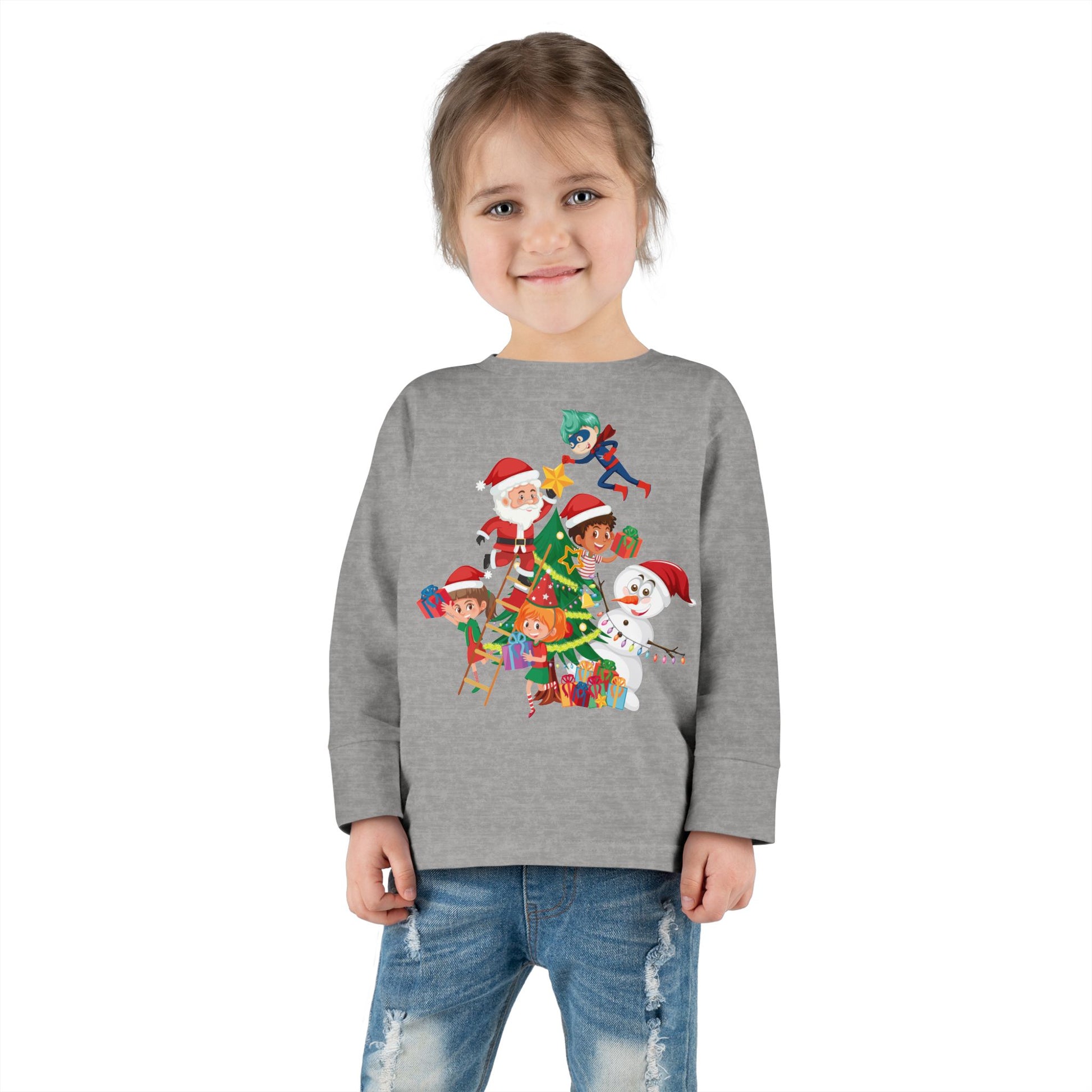 Toddler Long Sleeve Tee - Super kiddo making christmas tree - [[{"value":"Wonderwear Kid"}]]