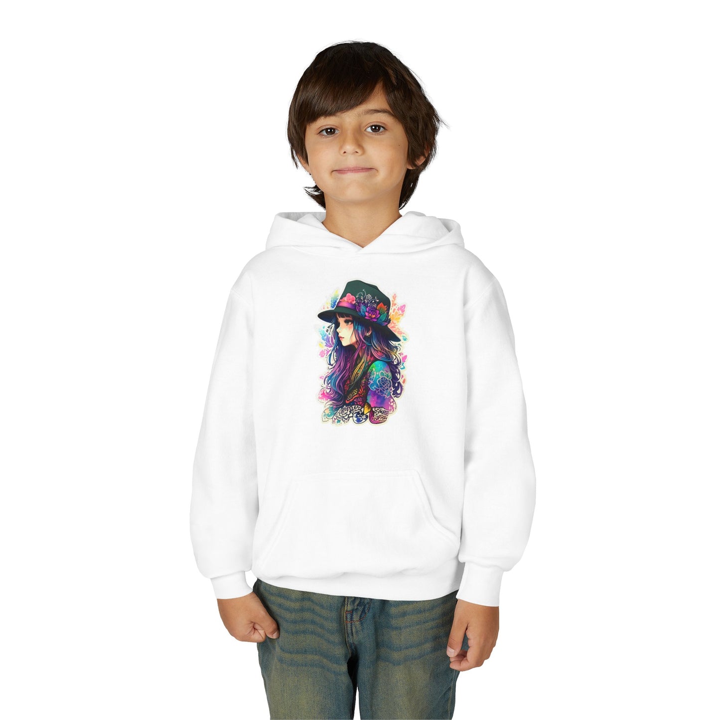 Youth Heavy Blend Hooded Sweatshirt - Beautiful Bohemian Floral