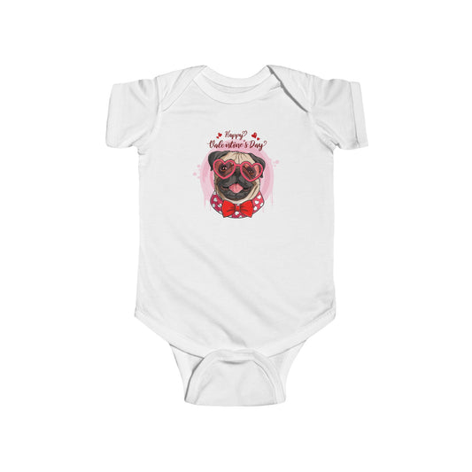 Infant Fine Jersey Bodysuit - Valentines -  Cute Pug - [[{"value":"Wonderwear Kid"}]]