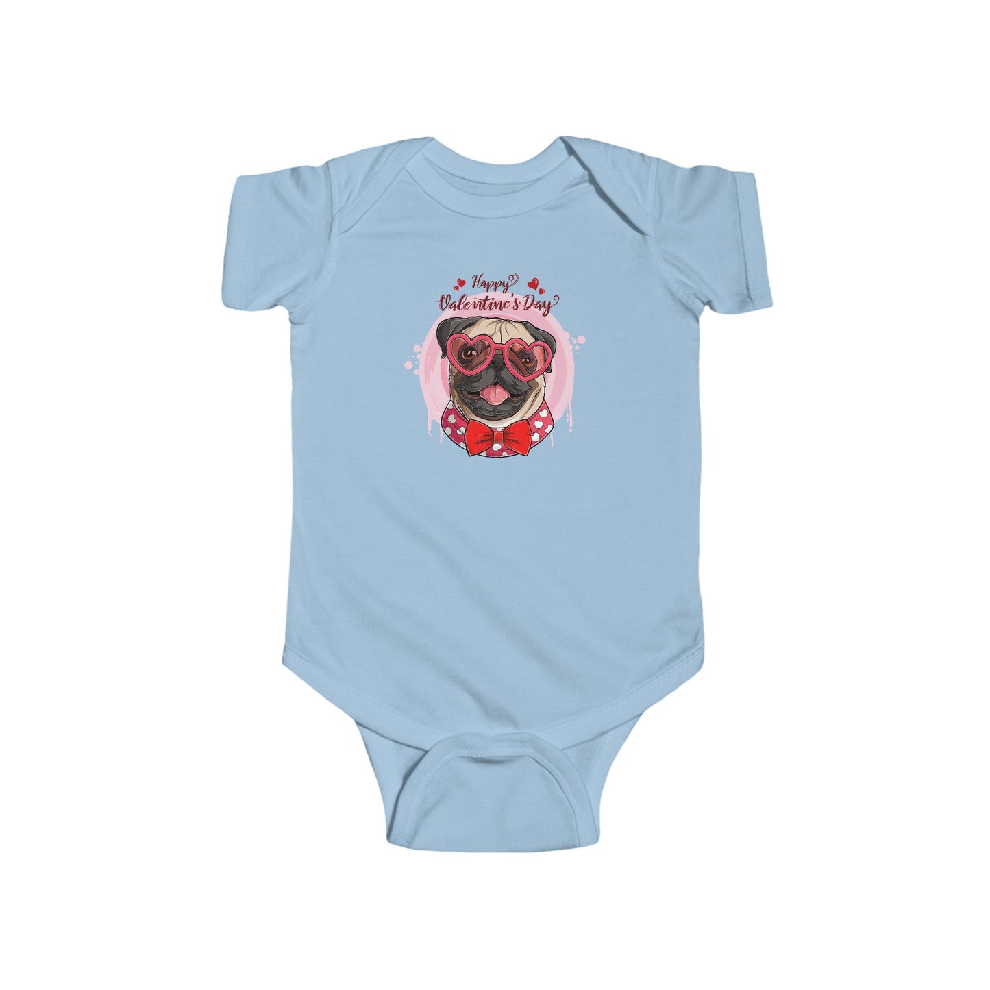 Infant Fine Jersey Bodysuit - Valentines -  Cute Pug - [[{"value":"Wonderwear Kid"}]]