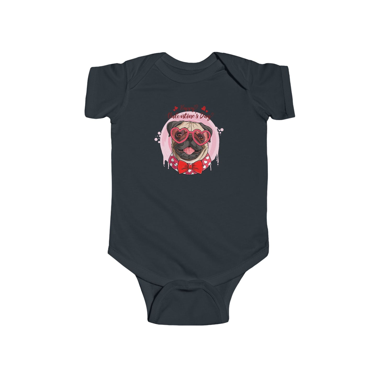 Infant Fine Jersey Bodysuit - Valentines -  Cute Pug - [[{"value":"Wonderwear Kid"}]]