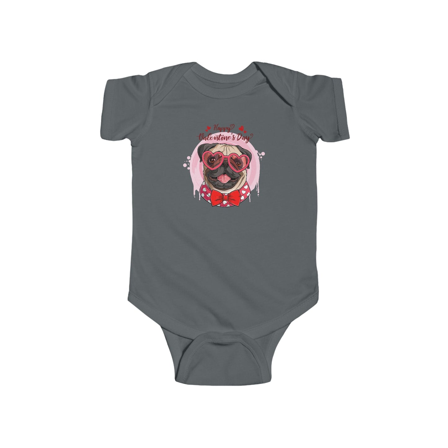 Infant Fine Jersey Bodysuit - Valentines -  Cute Pug - [[{"value":"Wonderwear Kid"}]]