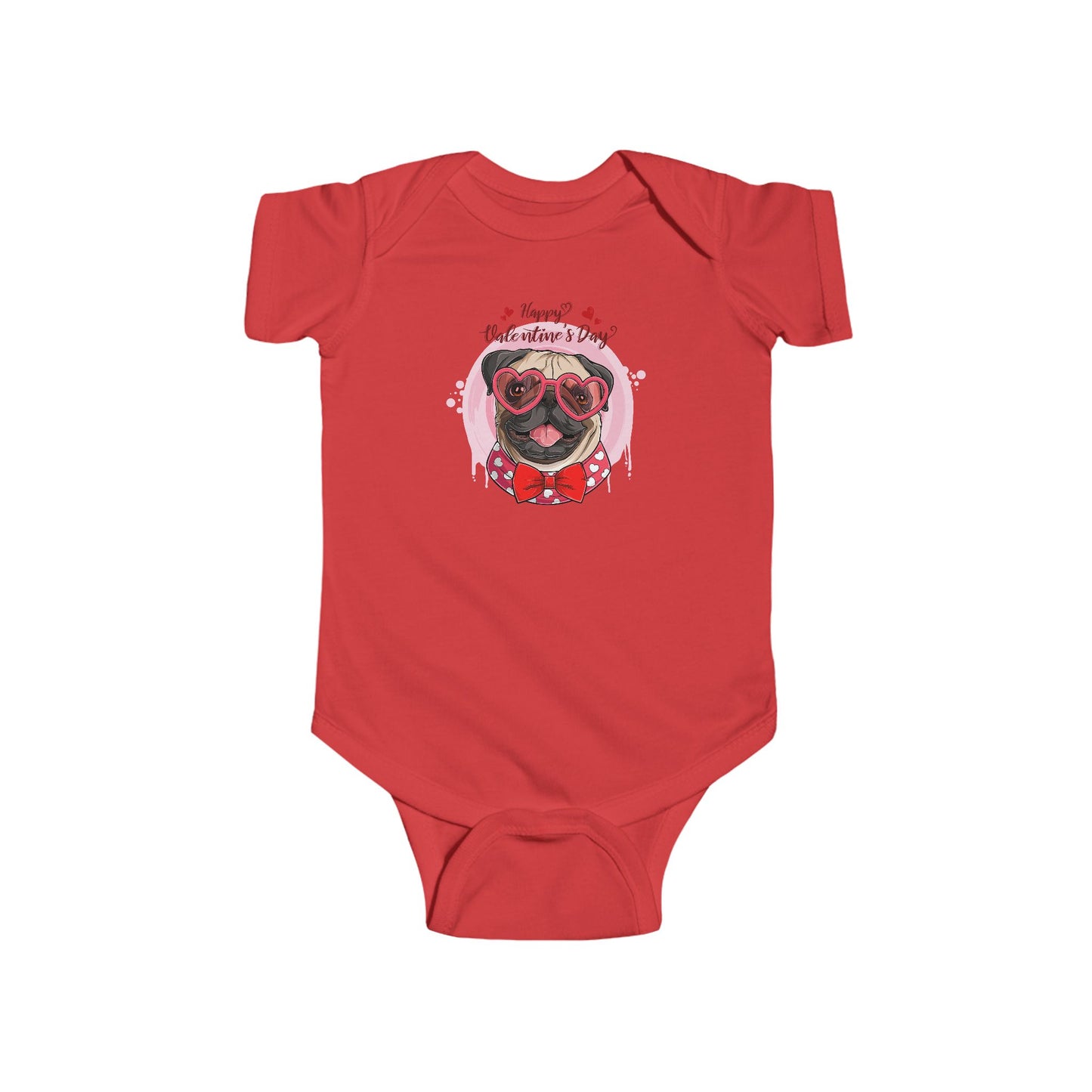 Infant Fine Jersey Bodysuit - Valentines -  Cute Pug - [[{"value":"Wonderwear Kid"}]]