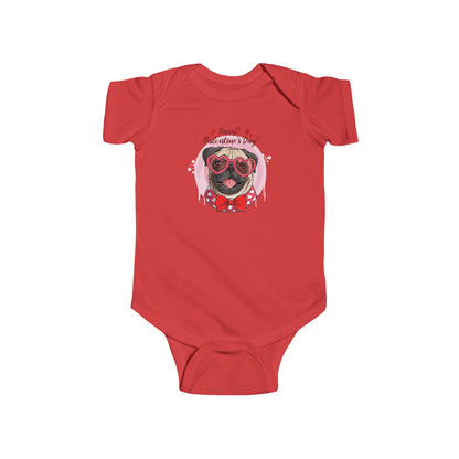Infant Fine Jersey Bodysuit - Valentines -  Cute Pug - [[{"value":"Wonderwear Kid"}]]