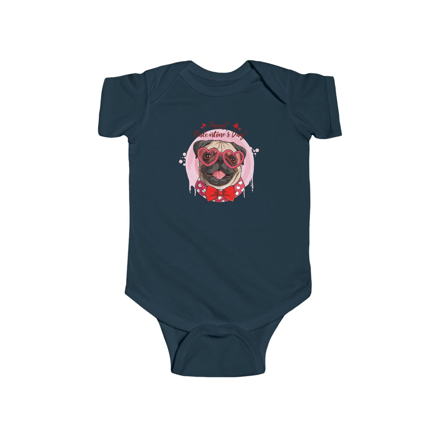 Infant Fine Jersey Bodysuit - Valentines -  Cute Pug - [[{"value":"Wonderwear Kid"}]]