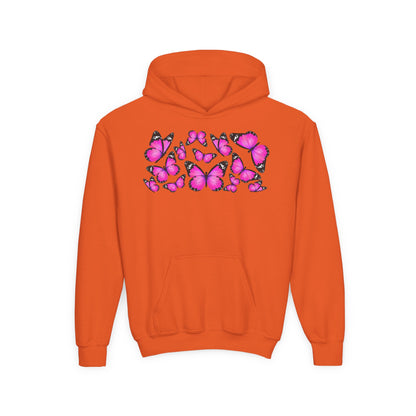 Youth Heavy Blend Hooded Sweatshirt -  Beautiful purple monarch Printify