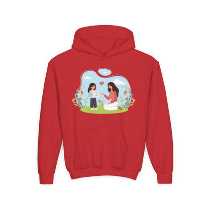 Youth Heavy Blend Hooded Sweatshirt -  Mother and daughter love Printify