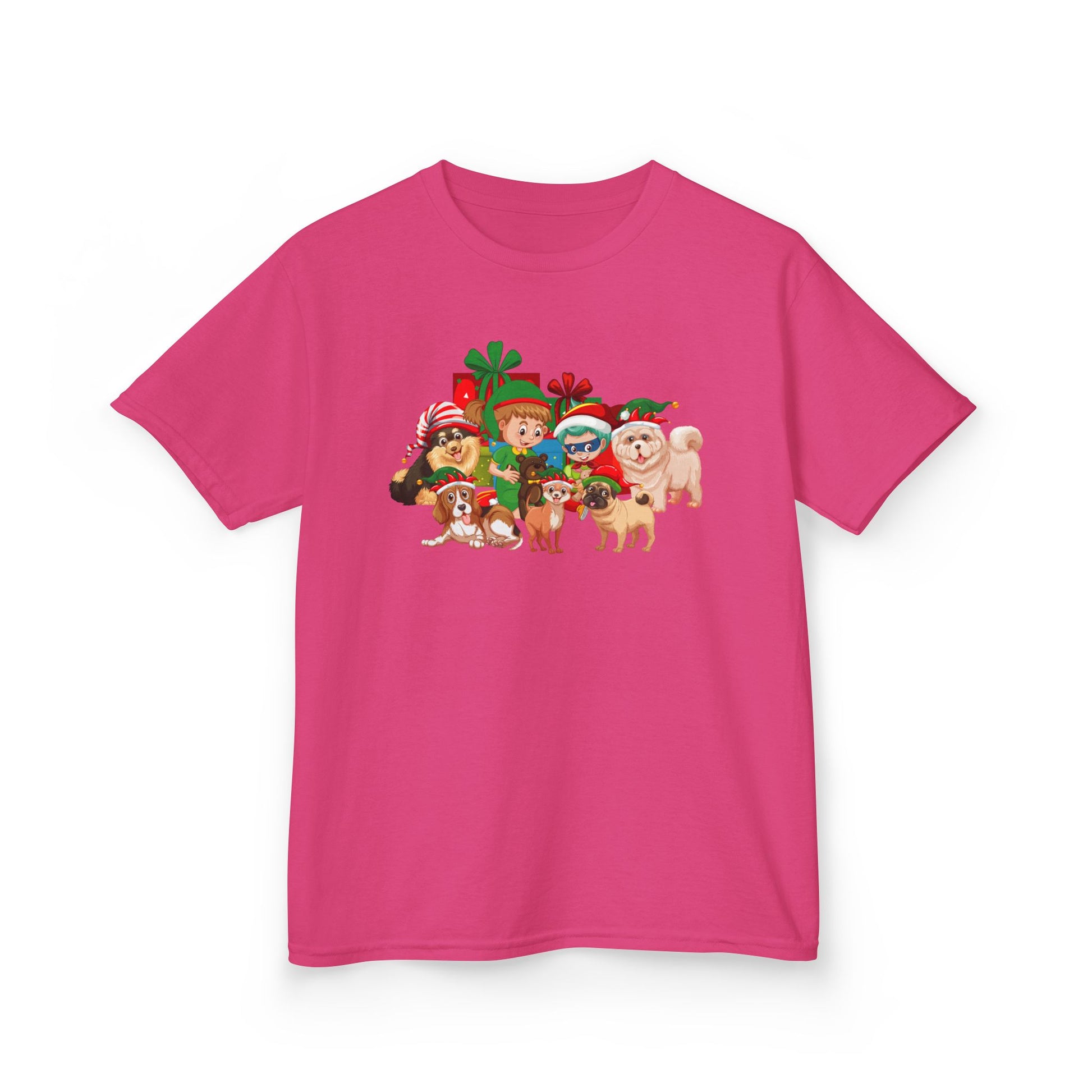 Kids Heavy Cotton™ Tee - Christmas with super kiddo pet friends without text - [[{"value":"Wonderwear Kid"}]]