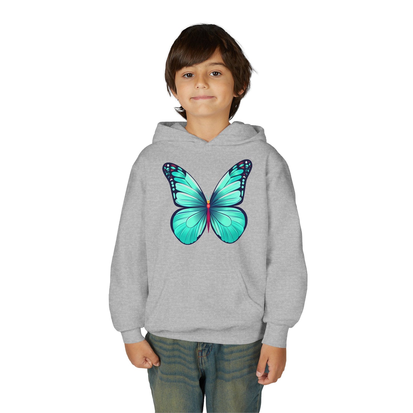 Youth Heavy Blend Hooded Sweatshirt - Butterfly - blue