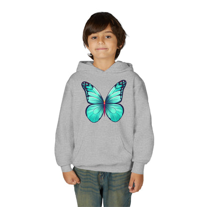 Youth Heavy Blend Hooded Sweatshirt - Butterfly - blue Printify