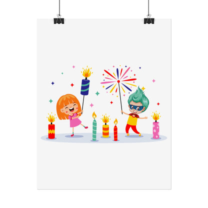 Rolled Posters - Super kiddo lighting fireworks - [[{"value":"Wonderwear Kid"}]]