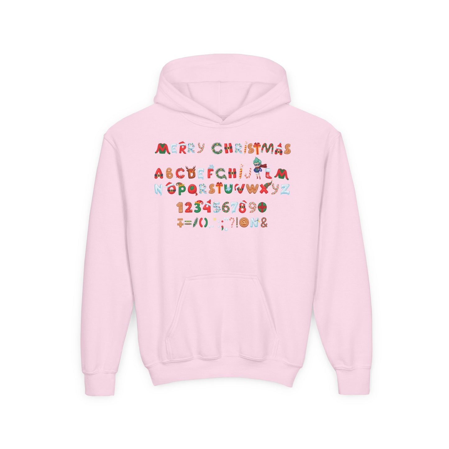 Youth Heavy Blend Hooded Sweatshirt - Christmas alphabet