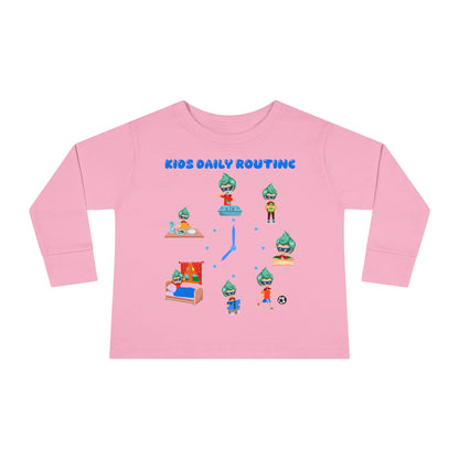 Toddler Long Sleeve Tee - Super kiddo daily routine - [[{"value":"Wonderwear Kid"}]]