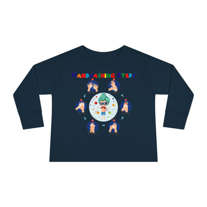 Toddler Long Sleeve Tee - Super kiddo how to wash hand properly - [[{"value":"Wonderwear Kid"}]]