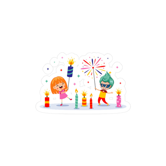 Christmas Kiss-Cut Vinyl Decals – Super kiddo lighting fireworks - [[{"value":"Wonderwear Kid"}]]