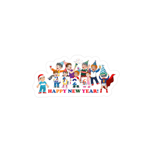 Christmas Kiss-Cut Vinyl Decals – Happy new year from super kiddo - [[{"value":"Wonderwear Kid"}]]