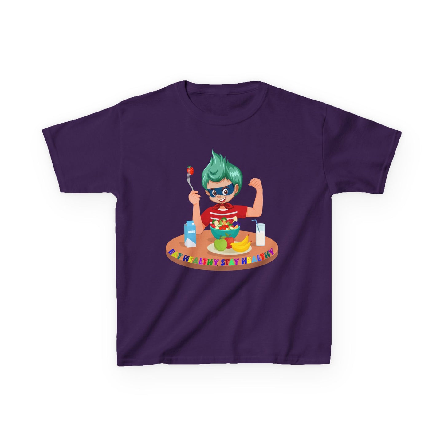 Kids Heavy Cotton™ Tee - super kiddo eating healthy food - [[{"value":"Wonderwear Kid"}]]
