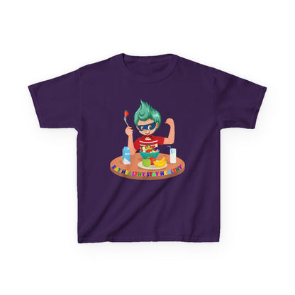 Kids Heavy Cotton™ Tee - super kiddo eating healthy food - [[{"value":"Wonderwear Kid"}]]