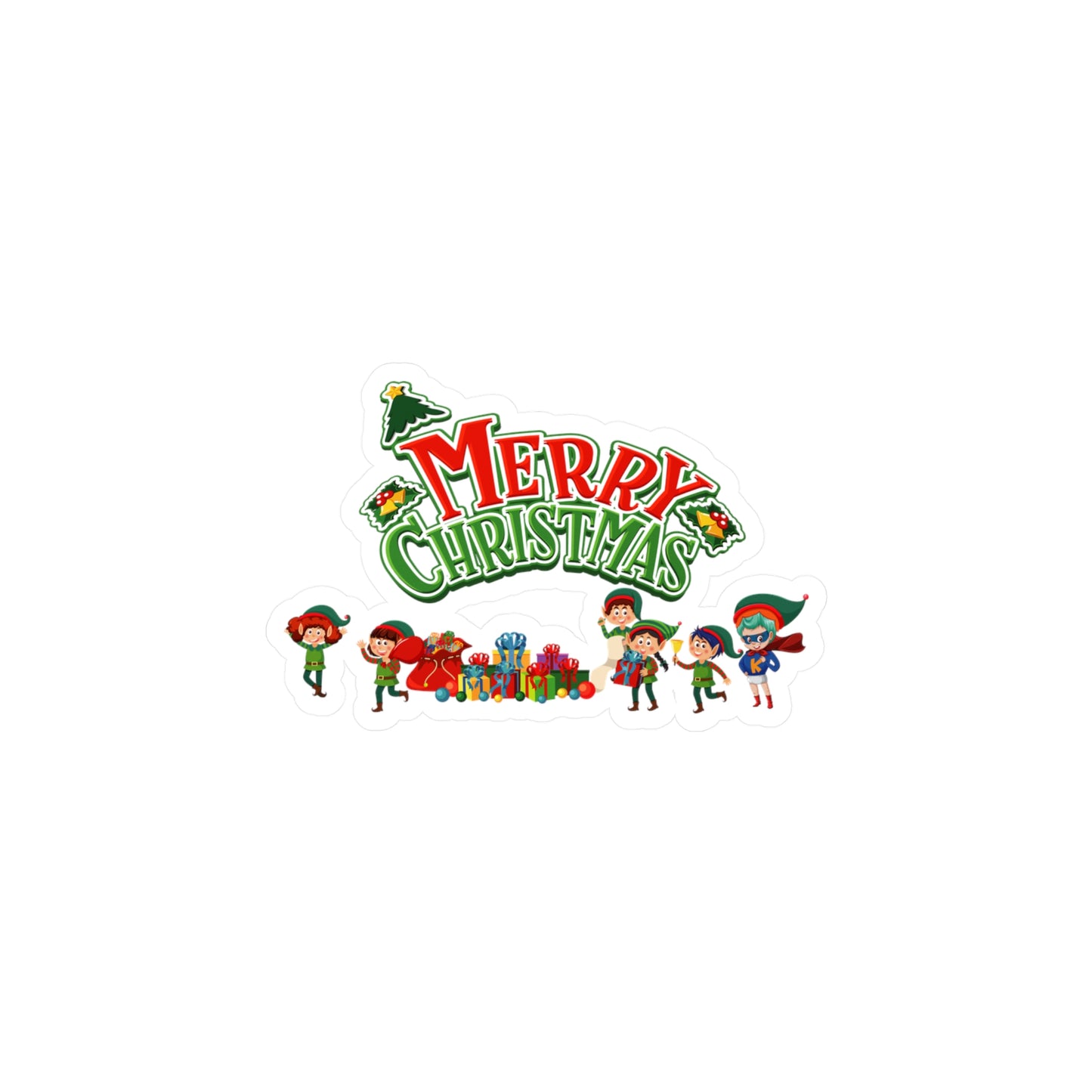 Christmas Kiss-Cut Vinyl Decals – Merry christmas from super friends - [[{"value":"Wonderwear Kid"}]]