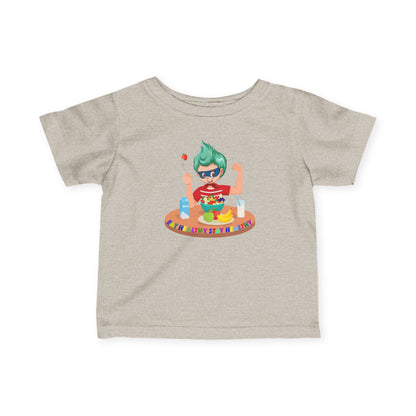 Infant Fine Jersey Tee - super kiddo eating healthy food - [[{"value":"Wonderwear Kid"}]]