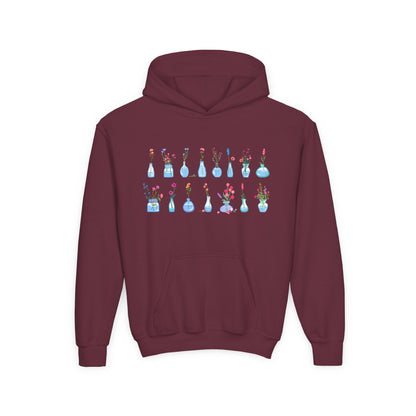 Youth Heavy Blend Hooded Sweatshirt - Set of flower vase Printify