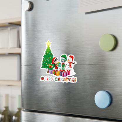 Christmas Kiss-Cut Vinyl Decals – Super kiddo preparing gifts - [[{"value":"Wonderwear Kid"}]]