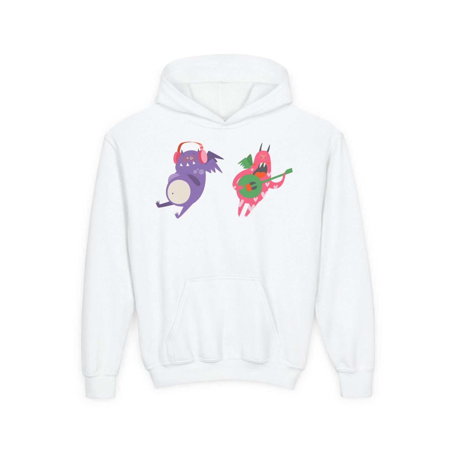 Youth Heavy Blend Hooded Sweatshirt - Monsters playing instruments