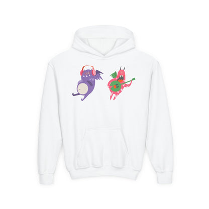 Youth Heavy Blend Hooded Sweatshirt - Monsters playing instruments Printify