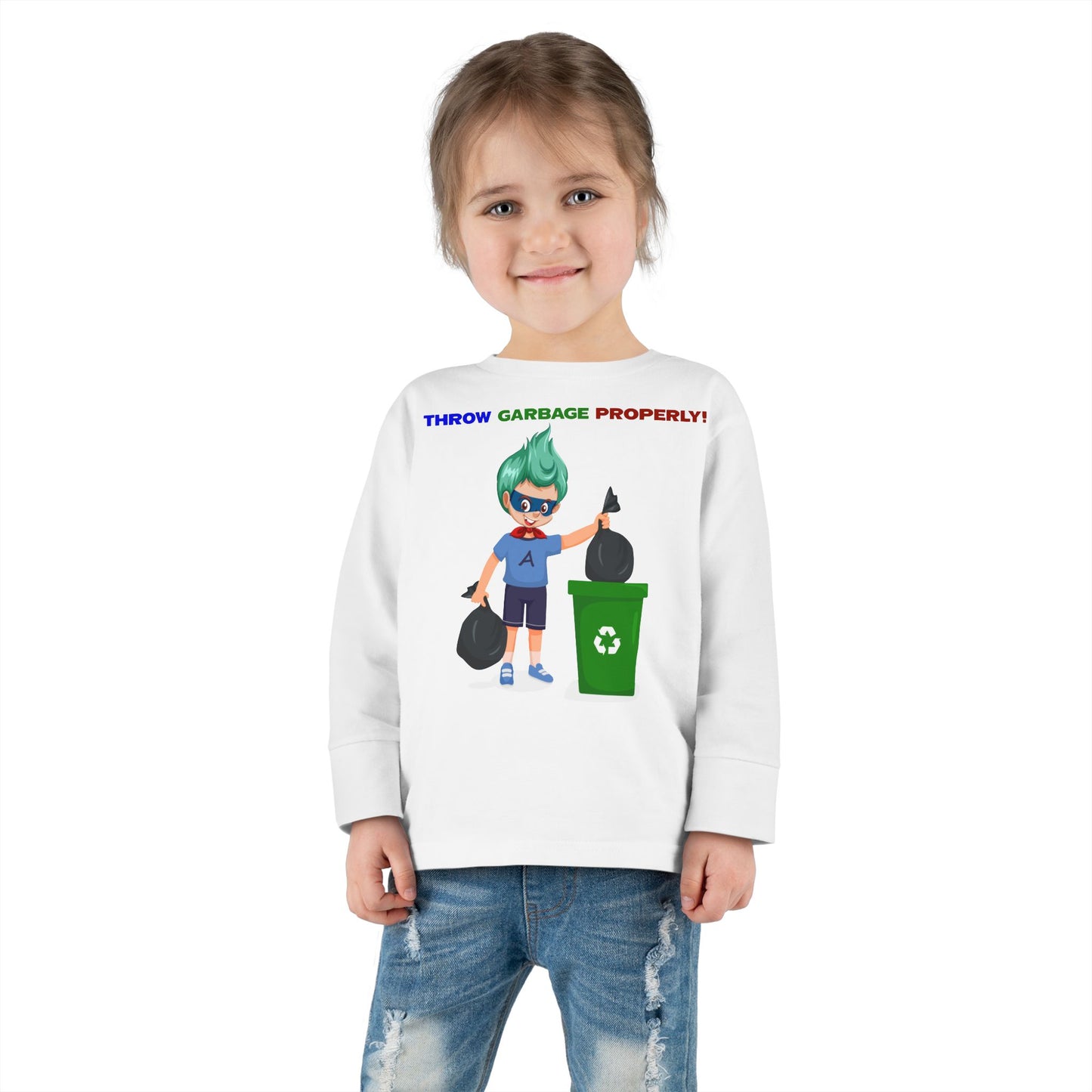Toddler Long Sleeve Tee - Super kiddo taking trash out - [[{"value":"Wonderwear Kid"}]]