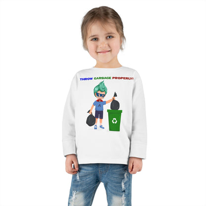 Toddler Long Sleeve Tee - Super kiddo taking trash out - [[{"value":"Wonderwear Kid"}]]