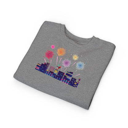 Toddler Sweatshirt - Super kiddo with fireworks - [[{"value":"Wonderwear Kid"}]]