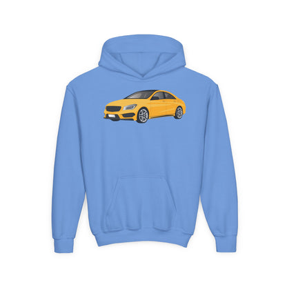Youth Heavy Blend Hooded Sweatshirt - Yellow car Printify