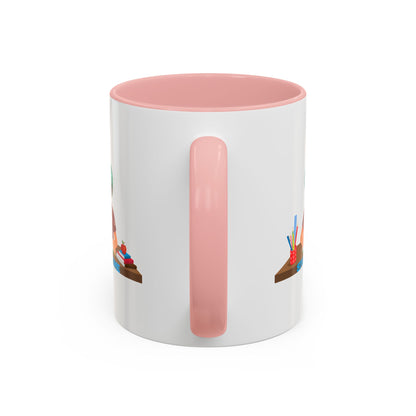 Accent Coffee Mug - Super kiddo studying - [[{"value":"Wonderwear Kid"}]]