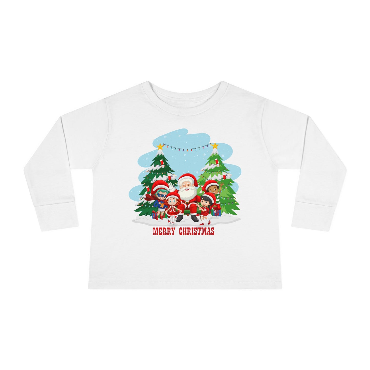 Toddler Long Sleeve Tee - Super kiddo with santa claus Merry christmas - [[{"value":"Wonderwear Kid"}]]