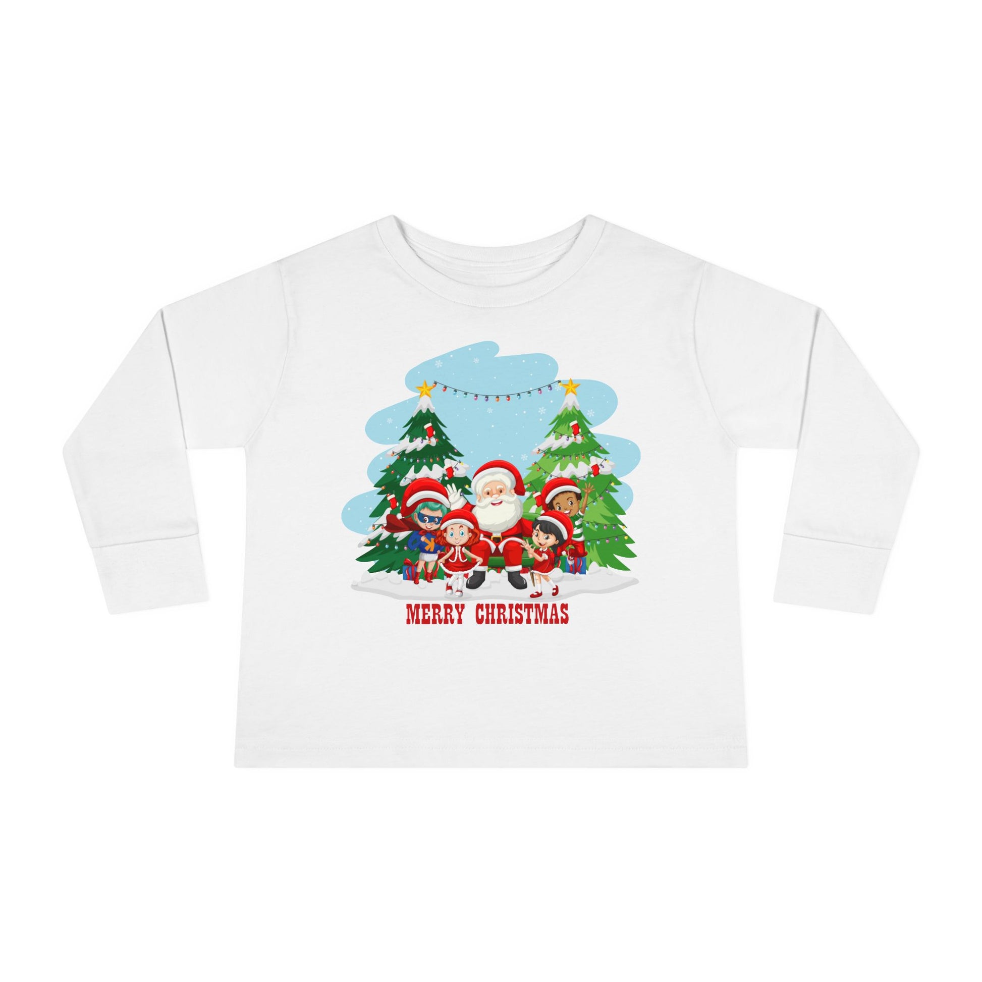 Toddler Long Sleeve Tee - Super kiddo with santa claus Merry christmas - [[{"value":"Wonderwear Kid"}]]