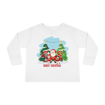 Toddler Long Sleeve Tee - Super kiddo with santa claus Merry christmas - [[{"value":"Wonderwear Kid"}]]